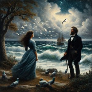 Deniz kıyısında erkek ve kadın